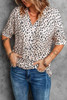 Brown Chloe Animal Print V-neck Rolled Sleeve Tunic Top Brown Chloe Animal Print V-neck Rolled Sleeve Tunic Top