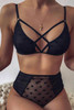 Black Polka Dot Lace Mesh Sexy Bralette Set