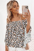 Leopard Off Shoulder Flared Sleeve Top