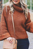 Orange Turtleneck Knitted Sweater