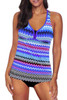 Purple Wave Stripe Racerback Tankini Swimsuit