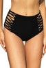 Black Hollow-out Sides High Waist Swim Bottoms