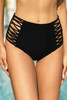 Black Hollow-out Sides High Waist Swim Bottoms