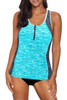 Sky Blue Tie-dye Colorblock Tankini