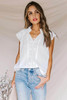 White Embroidered Eyelet Cap Sleeves Top