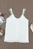 White Adjustable Lace Straps Buttons Tank Top