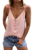 Pink Adjustable Lace Straps Buttons Tank Top