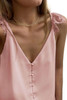 Pink Adjustable Lace Straps Buttons Tank Top