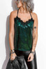 Green Eyelash V Neck Sequin Tank Top