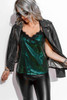 Green Eyelash V Neck Sequin Tank Top