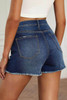 Blue High Waist Frayed Denim Shorts