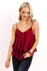 Red Spaghetti Straps Layered Ruffled Tank Top