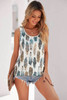 Dark Blue Aztec Feather Tank Top