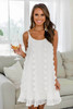 White Spaghetti Straps Jacquard Ruffle Mini Dress