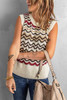 Red Wavy Stripes Knit Vest Pullover Sweater