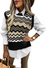 Black Wavy Stripes Knit Vest Pullover Sweater