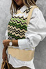 Green Wavy Stripes Knit Vest Pullover Sweater