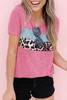 Round Neck Leopard Patchwork Tee