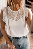 White Lace Yoke Crepe Tank