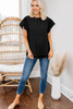 Black Ruffled Sleeve Swiss Dot T-shirts