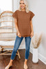 Brown Ruffled Sleeve Swiss Dot T-shirts