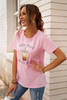 Pink NEVER TOO COLD FOR ICED COFFEE T-shirt