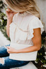 White Flutter Ruffled Top