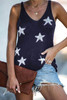 Blue Star Print Racerback V Neck Tank Top