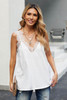 White Eyelash V Neck Cami Tank Top