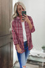 Red Relaxed Fit Plaid Button Shirt