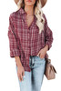 Red Relaxed Fit Plaid Button Shirt
