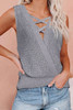 Gray Crisscross Hollow-out Knit Tank Top