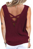 Wine Red Crisscross Hollow-out Knit Tank Top