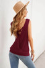 Wine Red Crisscross Hollow-out Knit Tank Top