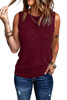 Wine Red Crisscross Hollow-out Knit Tank Top