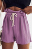 Purple Frilled Drawstring Waist High Rise Shorts