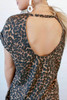 Leopard Short Sleeve Backless Pocketed Mini Dress