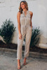 Button Front Patch Pockets Sleeveless Jumpsuit Button Front Patch Pockets Sleeveless Jumpsuit