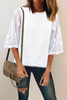 White Crew Neck Kimono Sleeve Knit Top