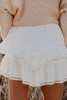 White Solid Color High Waist Tiered Crochet Ruffle Mini Skirt