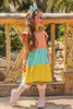 Yellow Ruffled Sleeve Colorblock Kid Dress