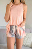 Pink Pocketed Tank and Tie-dye Shorts Lounge Set