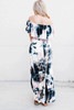 Ruffle Off Shoulder Neckline Tie-dye Maxi Dress with Slits Ruffle Off Shoulder Neckline Tie-dye Maxi Dress with Slits