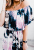 Ruffle Off Shoulder Neckline Tie-dye Maxi Dress with Slits Ruffle Off Shoulder Neckline Tie-dye Maxi Dress with Slits