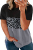 Black Leopard Accent Colorblock Plus Size T-shirt