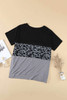 Black Leopard Accent Colorblock Plus Size T-shirt