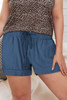 Blue Elastic Waist Drawstring Pocket Shorts