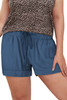 Blue Elastic Waist Drawstring Pocket Shorts