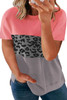 Leopard Accent Colorblock Plus Size T-shirt