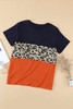 Navy Leopard Accent Colorblock Plus Size T-shirt